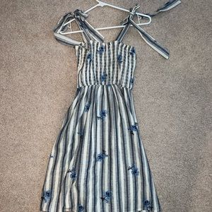 alterd state blue flower dress with bow tie adjustable shoulder straps